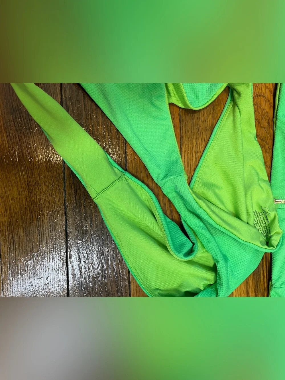 🛍️SALE Lovers + friends lime green zipped Chelsey bikini top M high cut bottom S - Picture 5 of 7